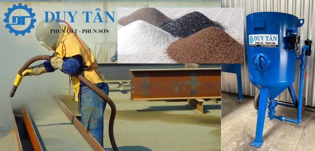 Máy Bắn Cát làm bia mộ - Giải Pháp Khắc Bia Mộ 3 hạt mài làm sạch bề mặt